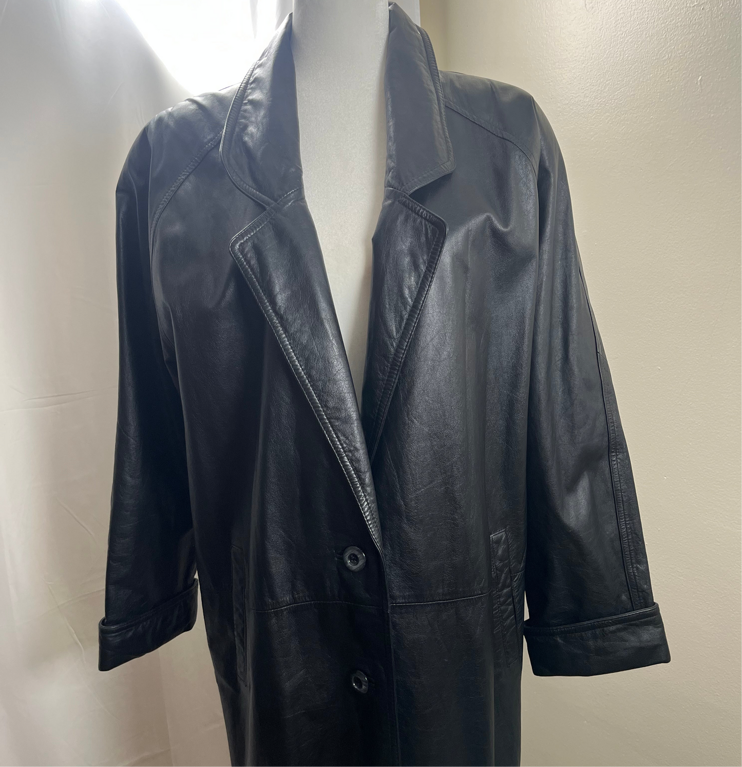 90s leather trench, size L