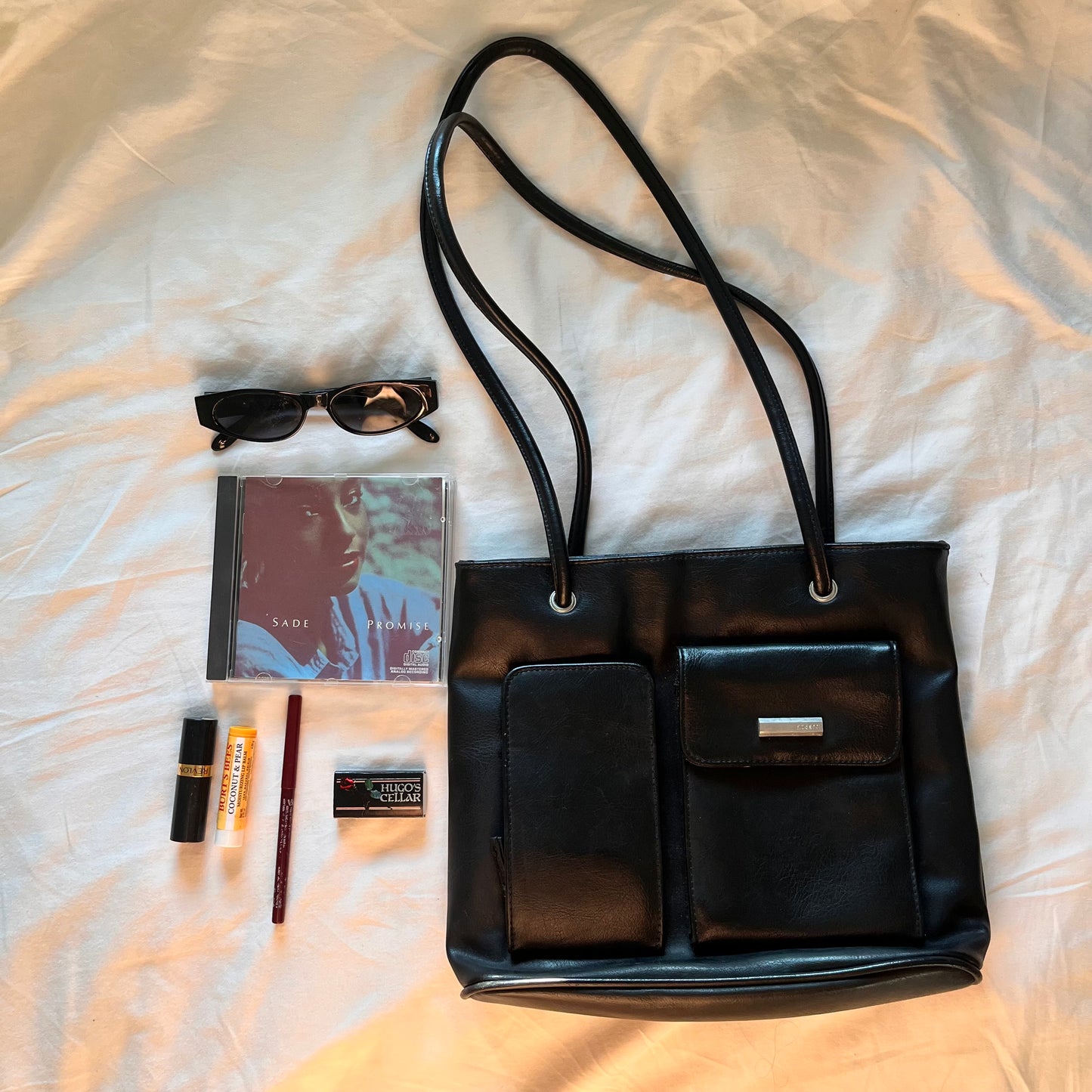 the carolyn black leather shoulder bag