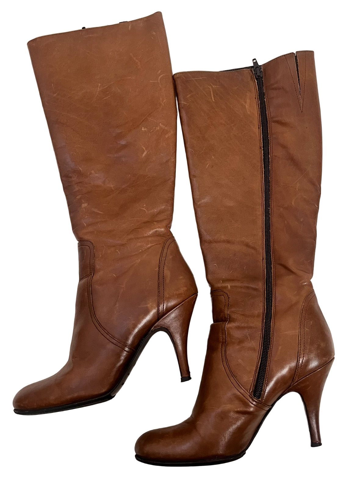 Barney's New York, cognac leather boots, US 9