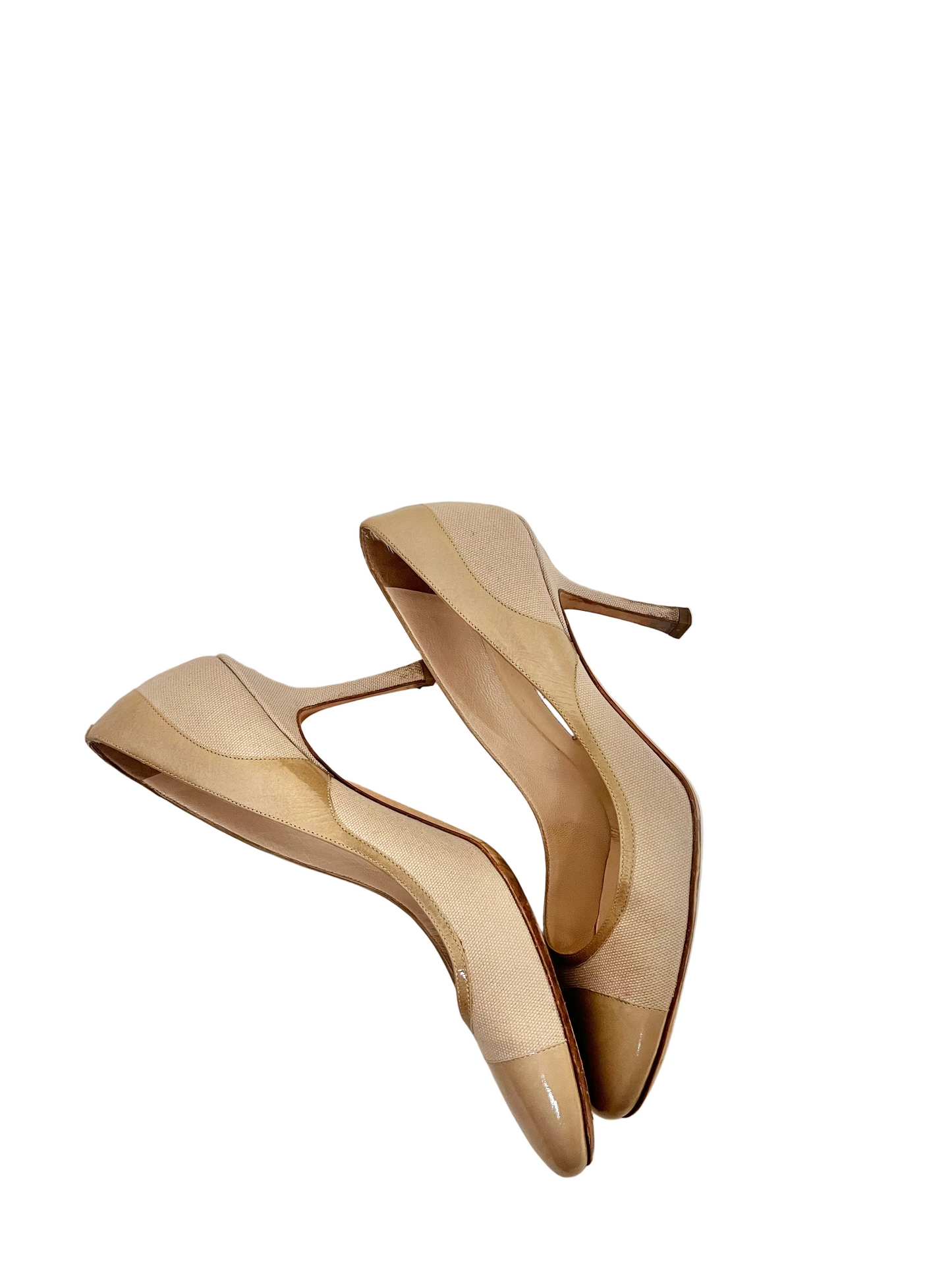 leather & linen Jimmy Choo heels, US 8.5