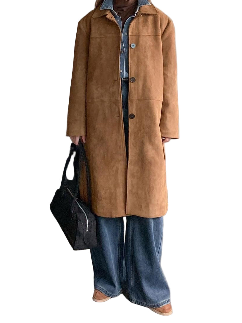 60s patchwork suede swing coat, size S-M