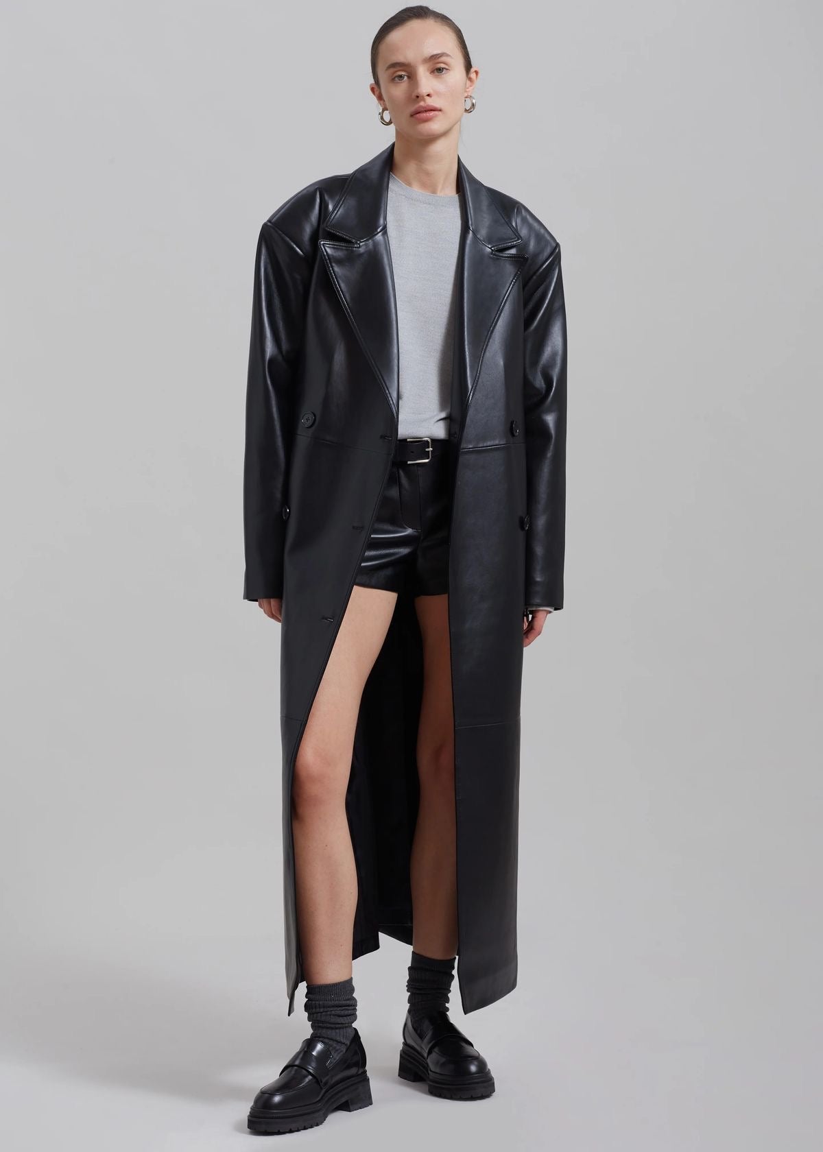 90s leather trench, size L