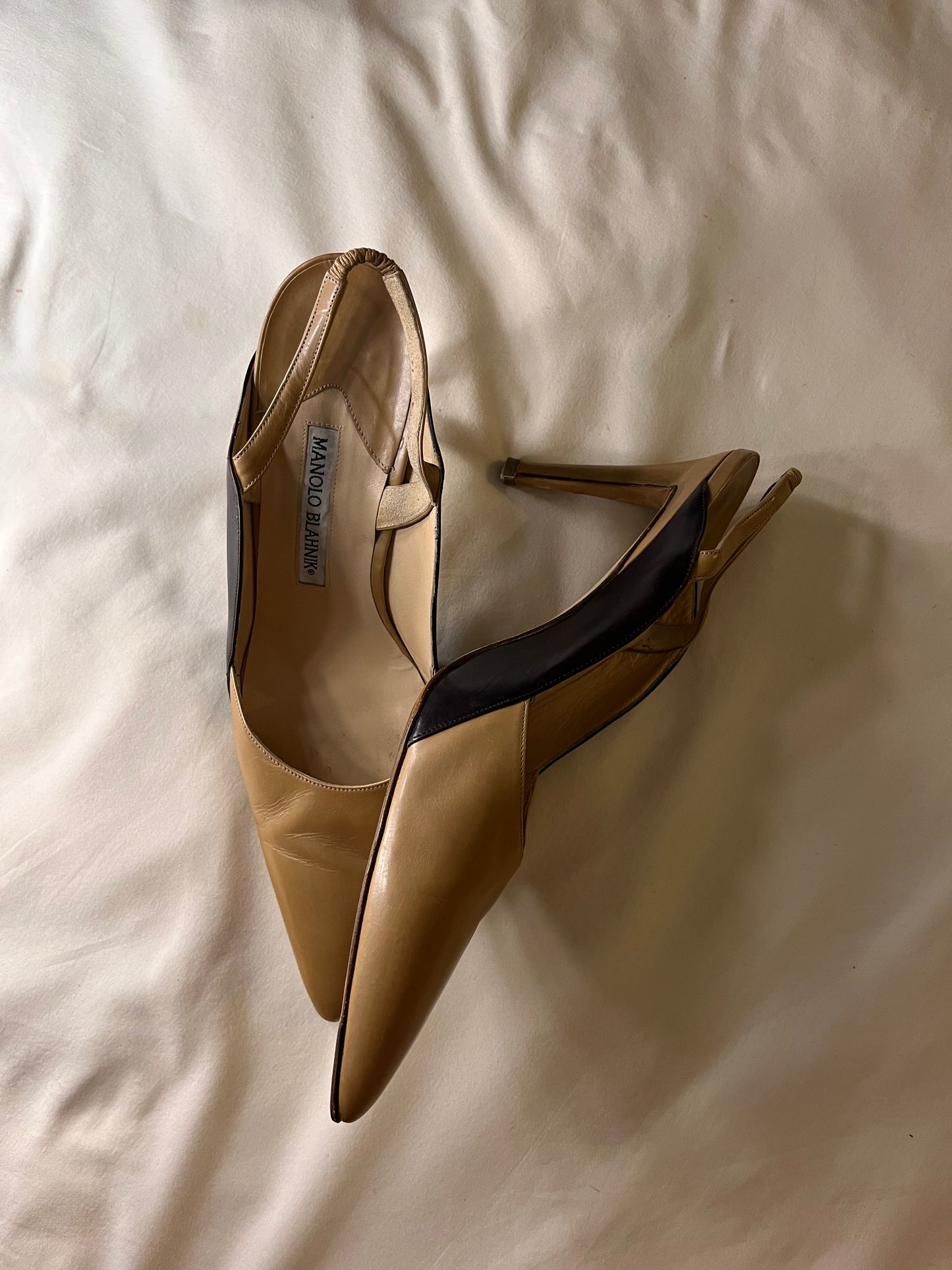 Manolo Blahnik black & tan, US 8.5