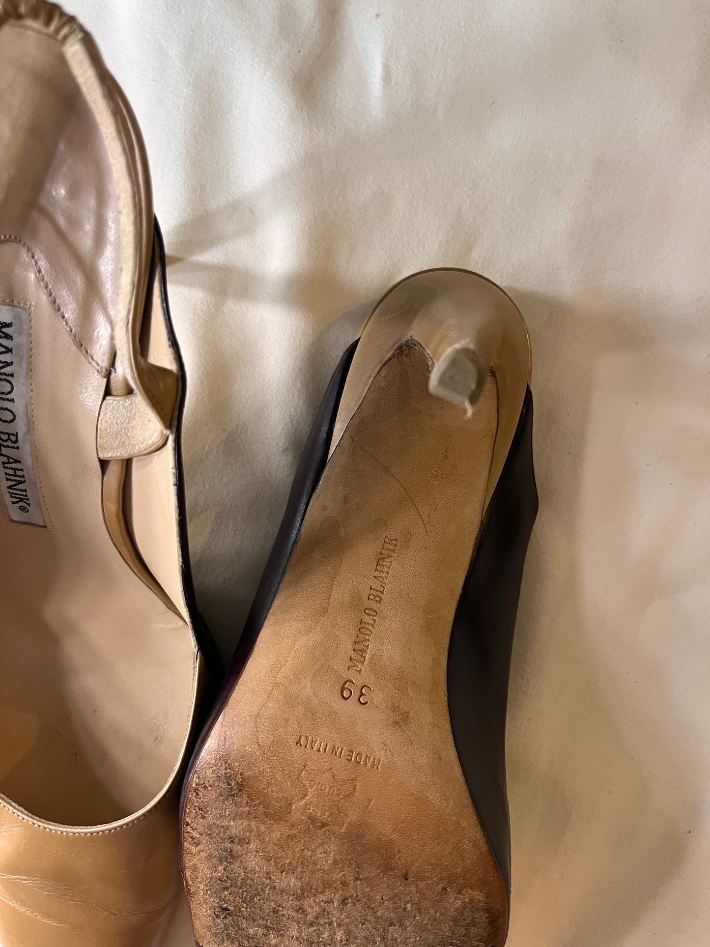Manolo Blahnik black & tan, US 8.5