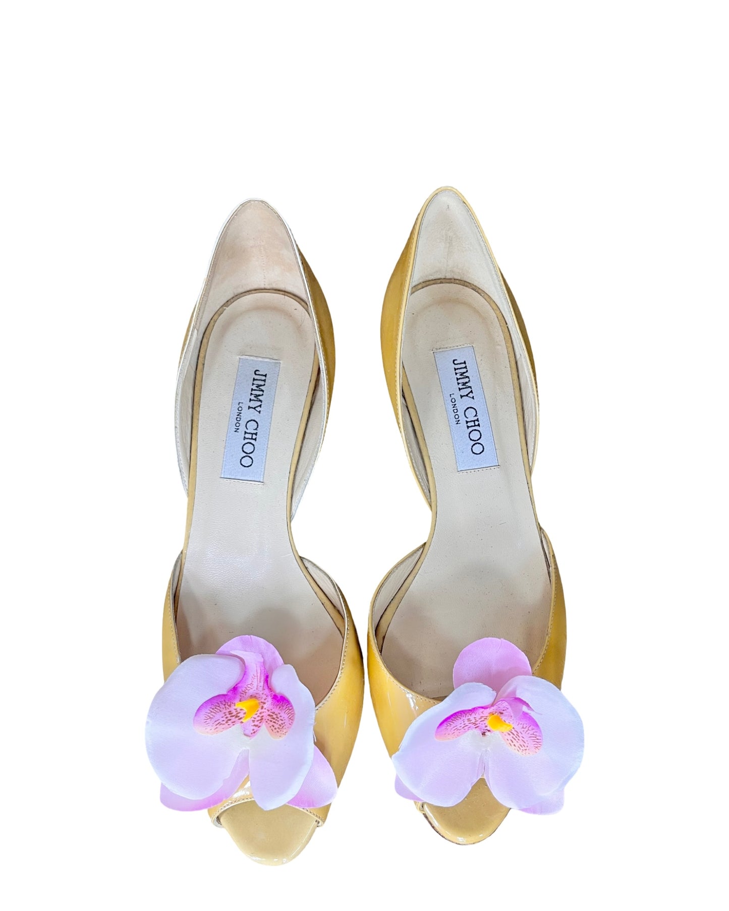 Butter Yellow Orchid Dainty Kitten Heel, US 7.5-8