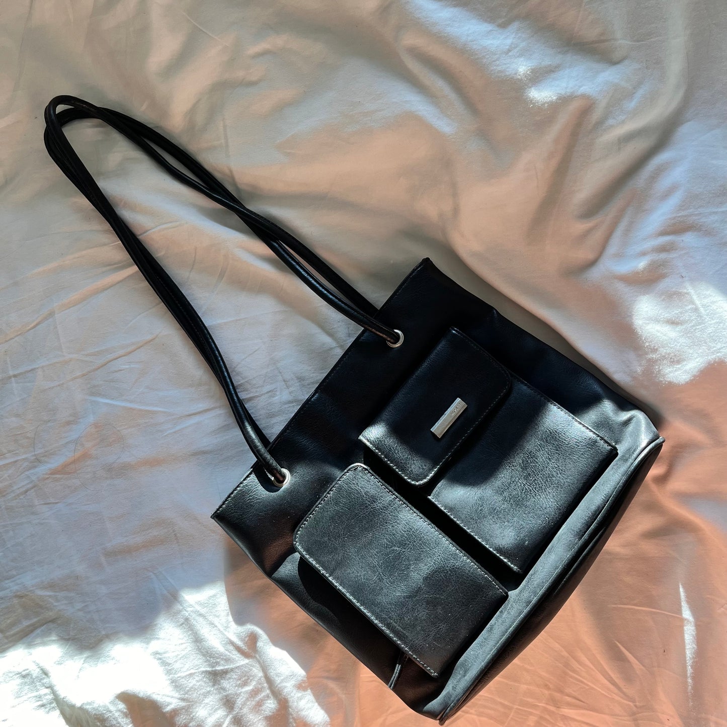 the carolyn black leather shoulder bag