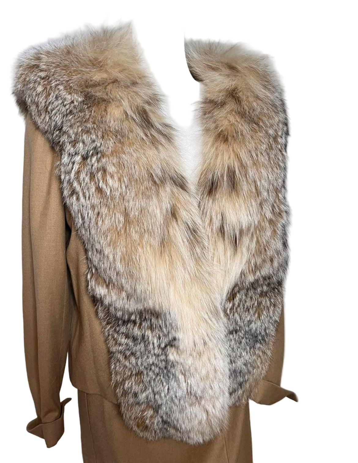 coyote fur 50s skirt suit, size M