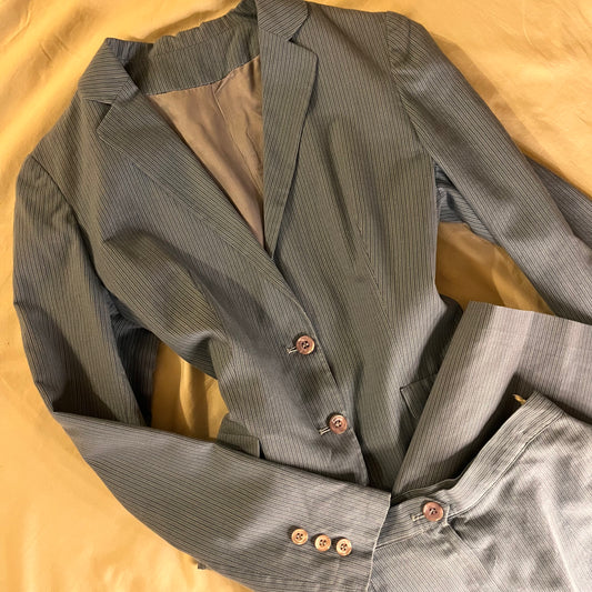 the Priscilla 70s pinstripe blue suit, size XS