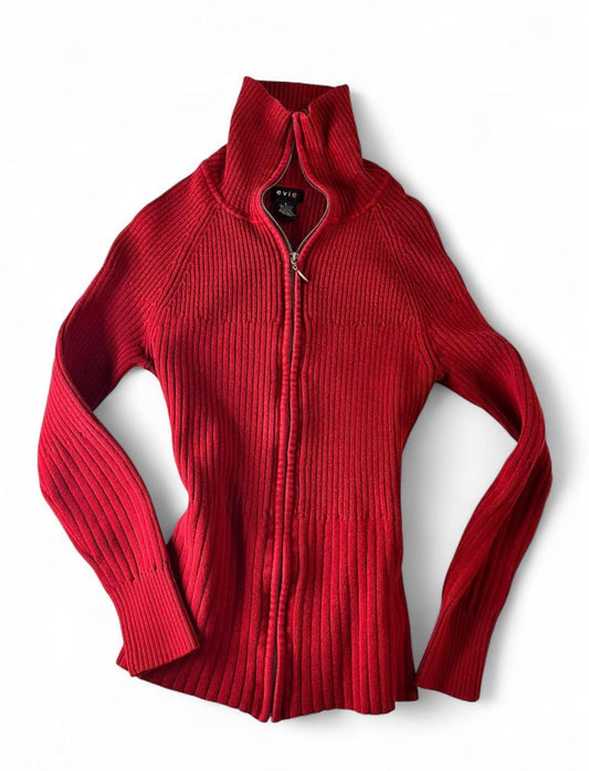 red zip up sweater, size M