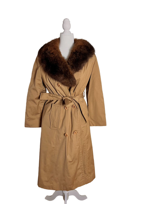 50s belted durable canvas coat, sz XS-S