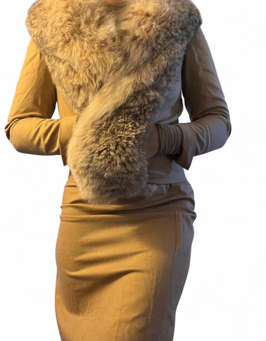 coyote fur 50s skirt suit, size M