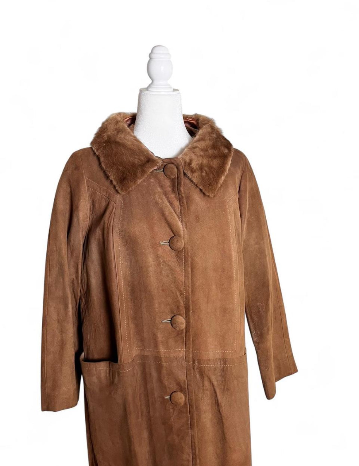 60s patchwork suede swing coat, size S-M