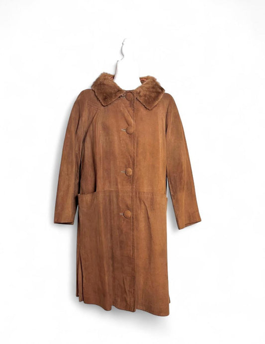 60s patchwork suede swing coat, size S-M