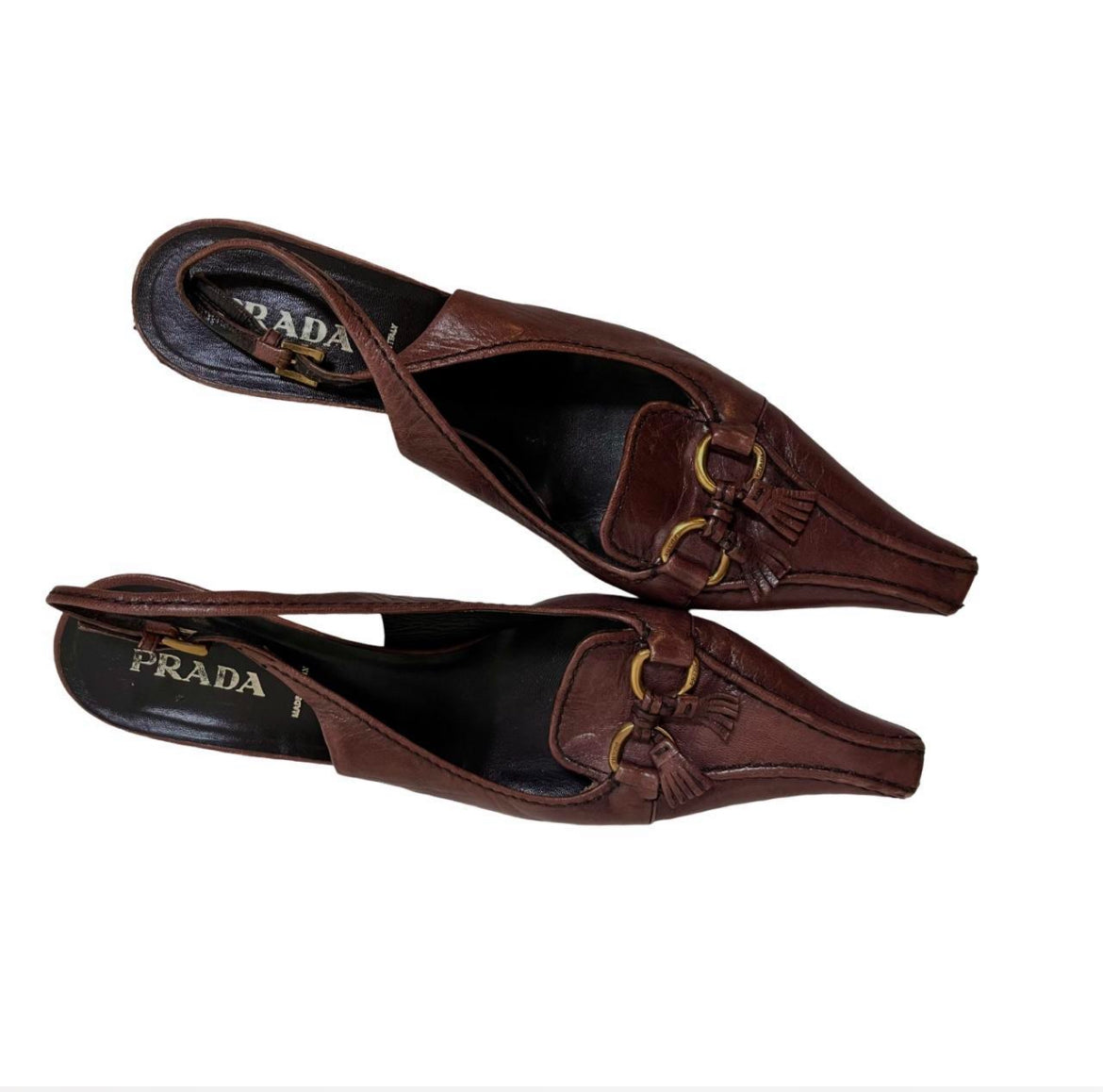 90s Prada Leather Kitten Heels, US 9.5