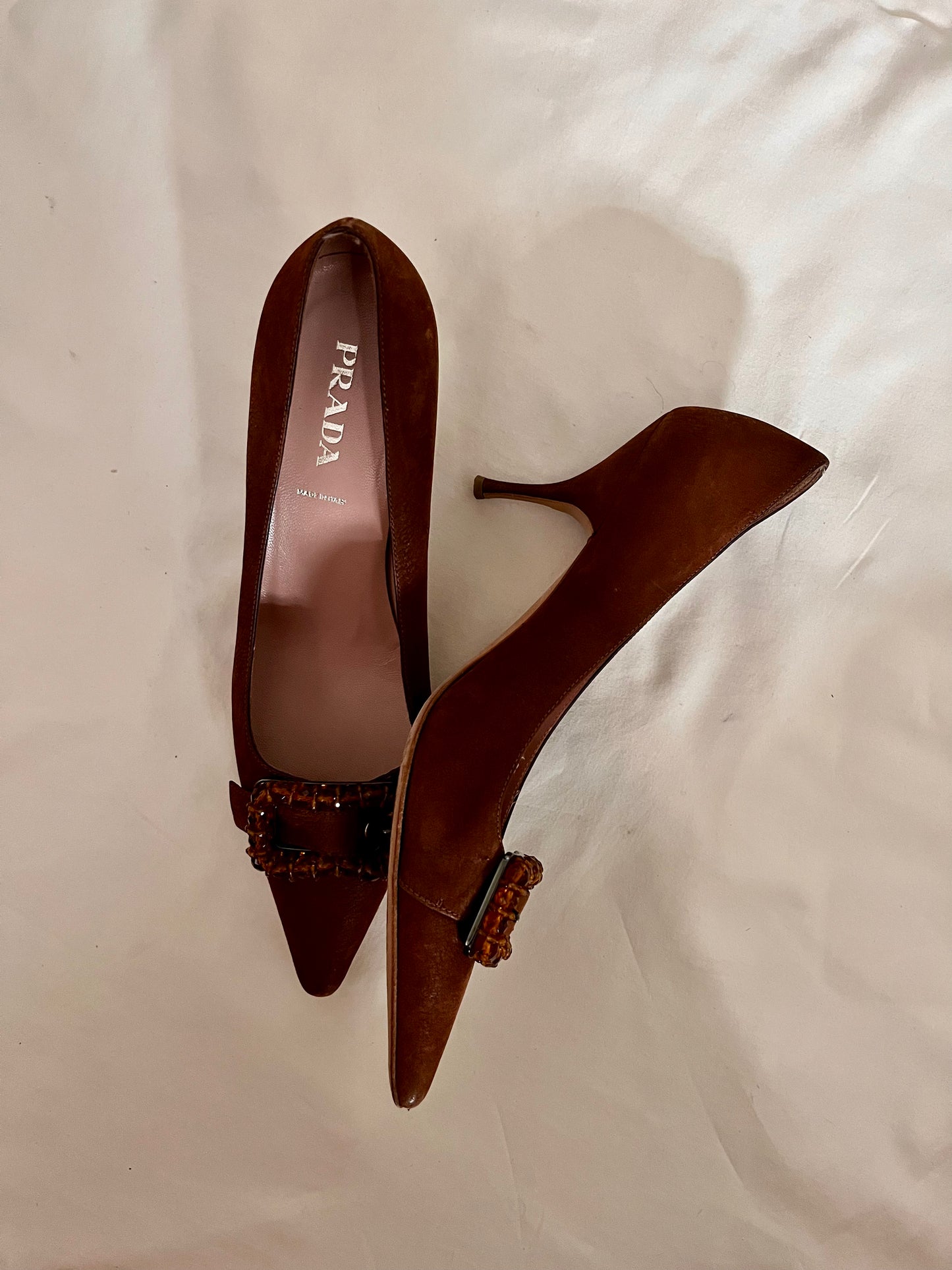 Prada amber cognac kitten, US 8