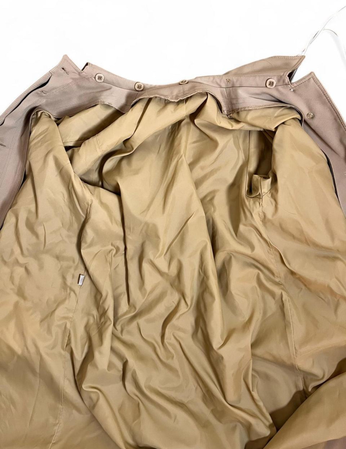 70s tan belted trench, size L