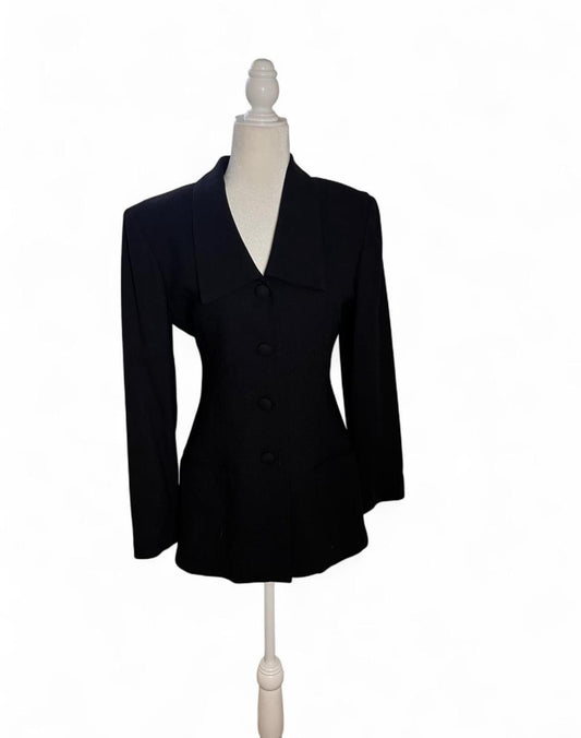 90s custom black blazer, size M-L