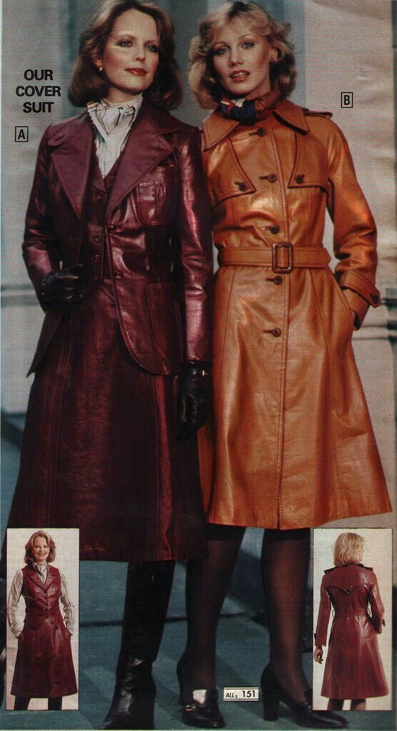 cognac leather 70s coat, US M