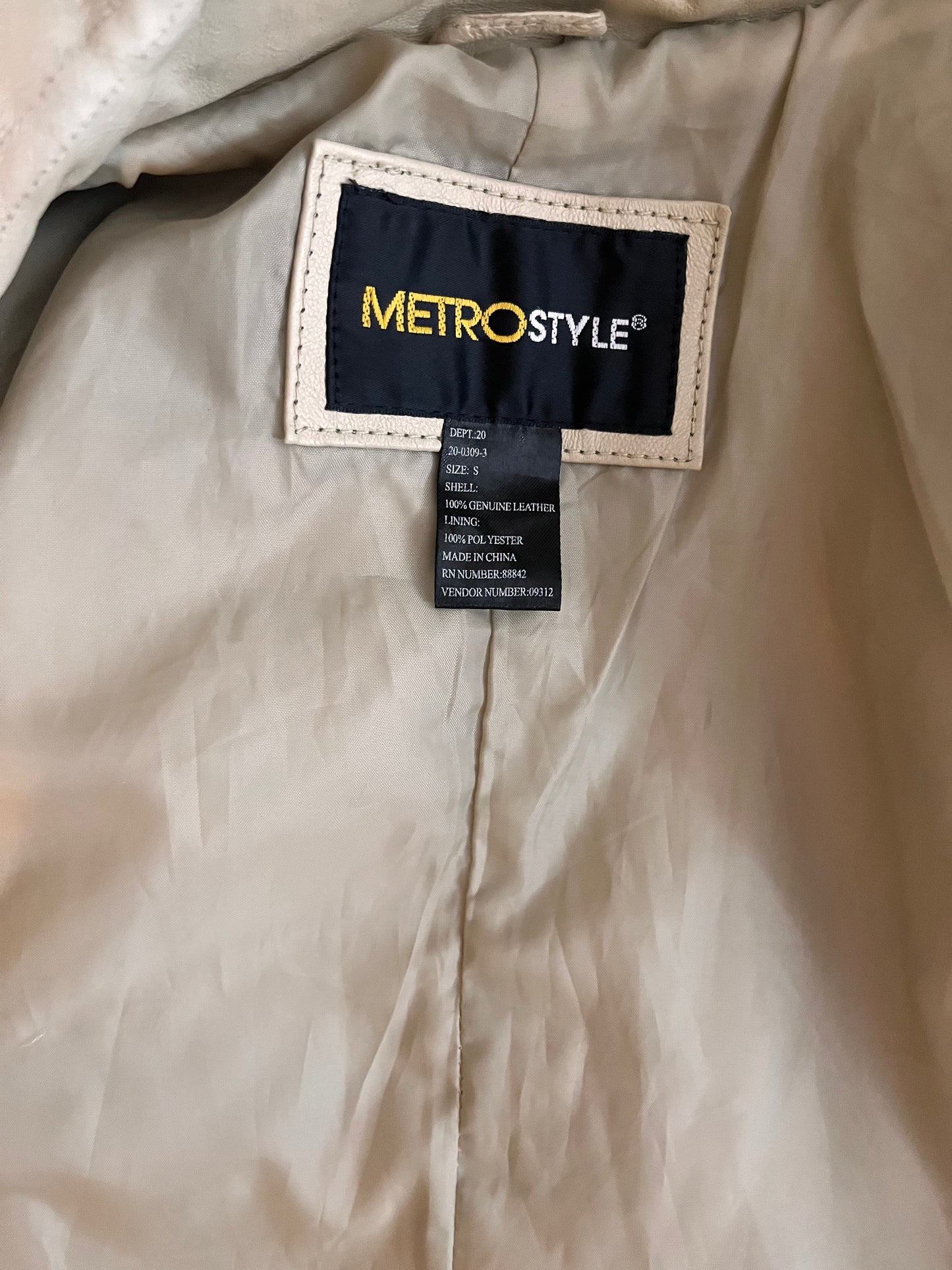 light tan leather jacket, size S