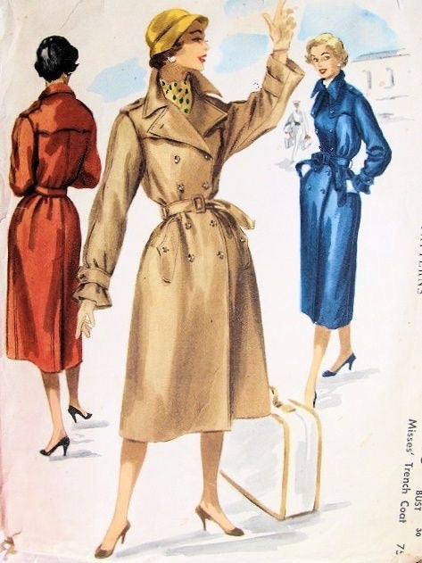 50s belted durable canvas coat, sz XS-S