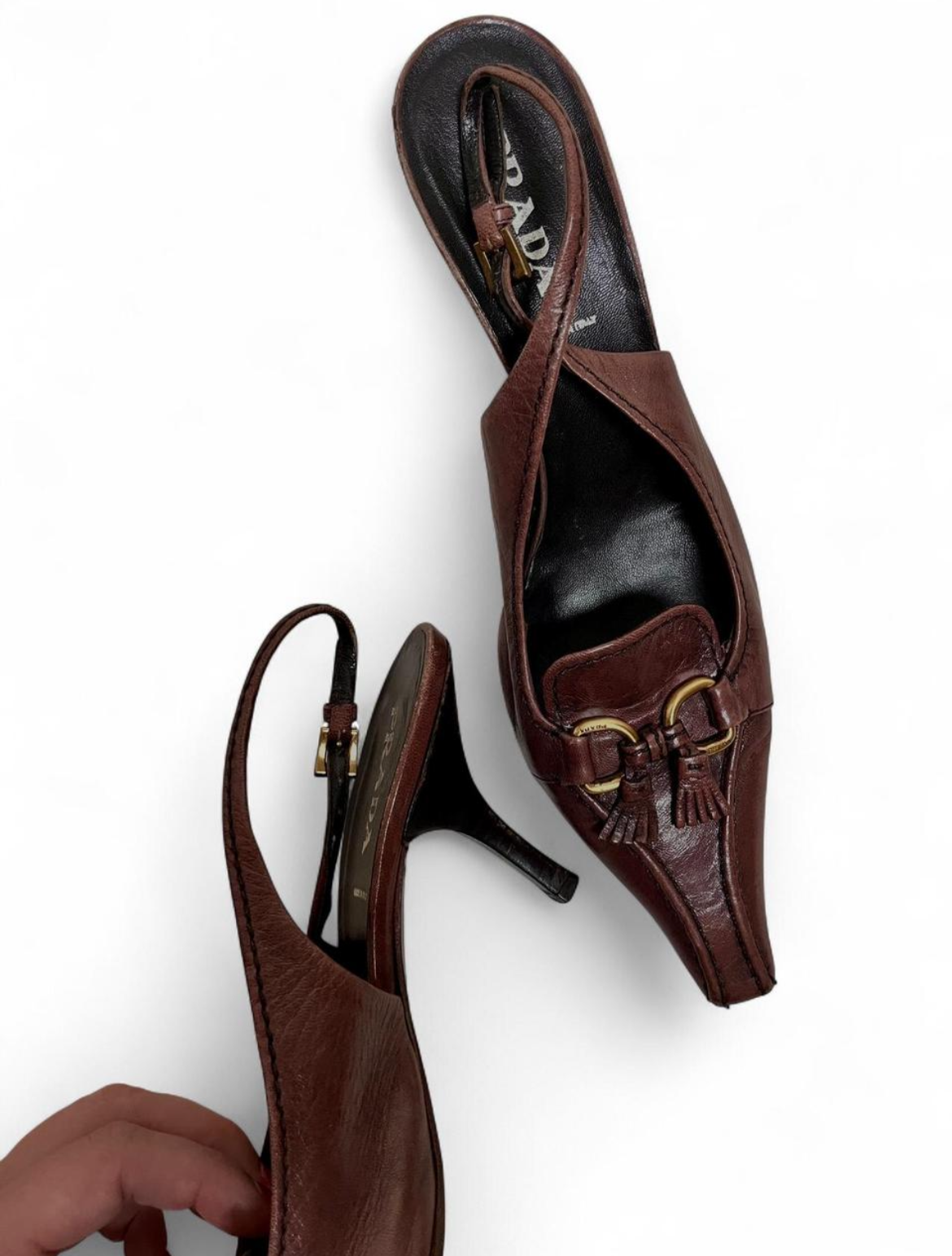 90s Prada Leather Kitten Heels, US 9.5