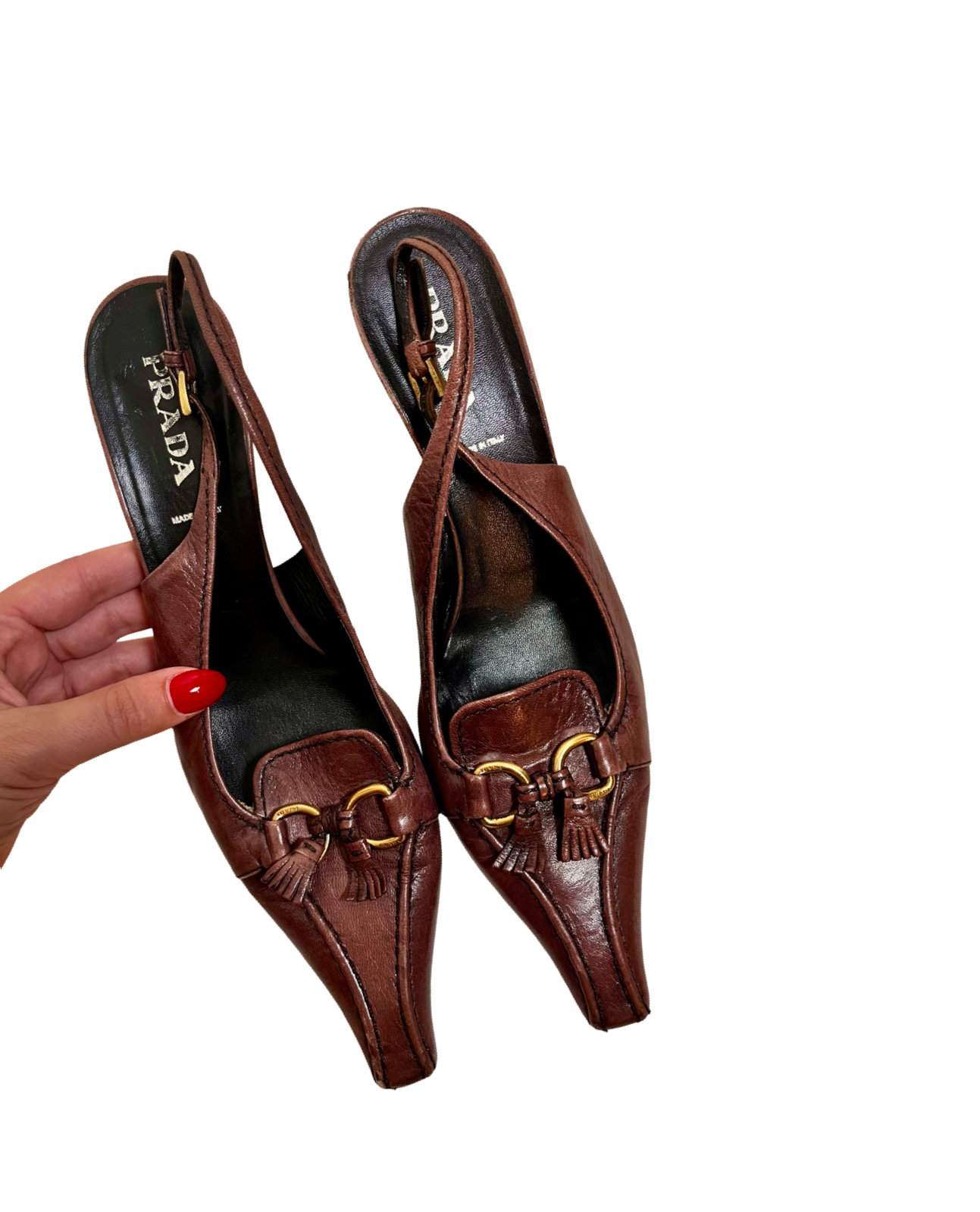 90s Prada Leather Kitten Heels, US 9.5