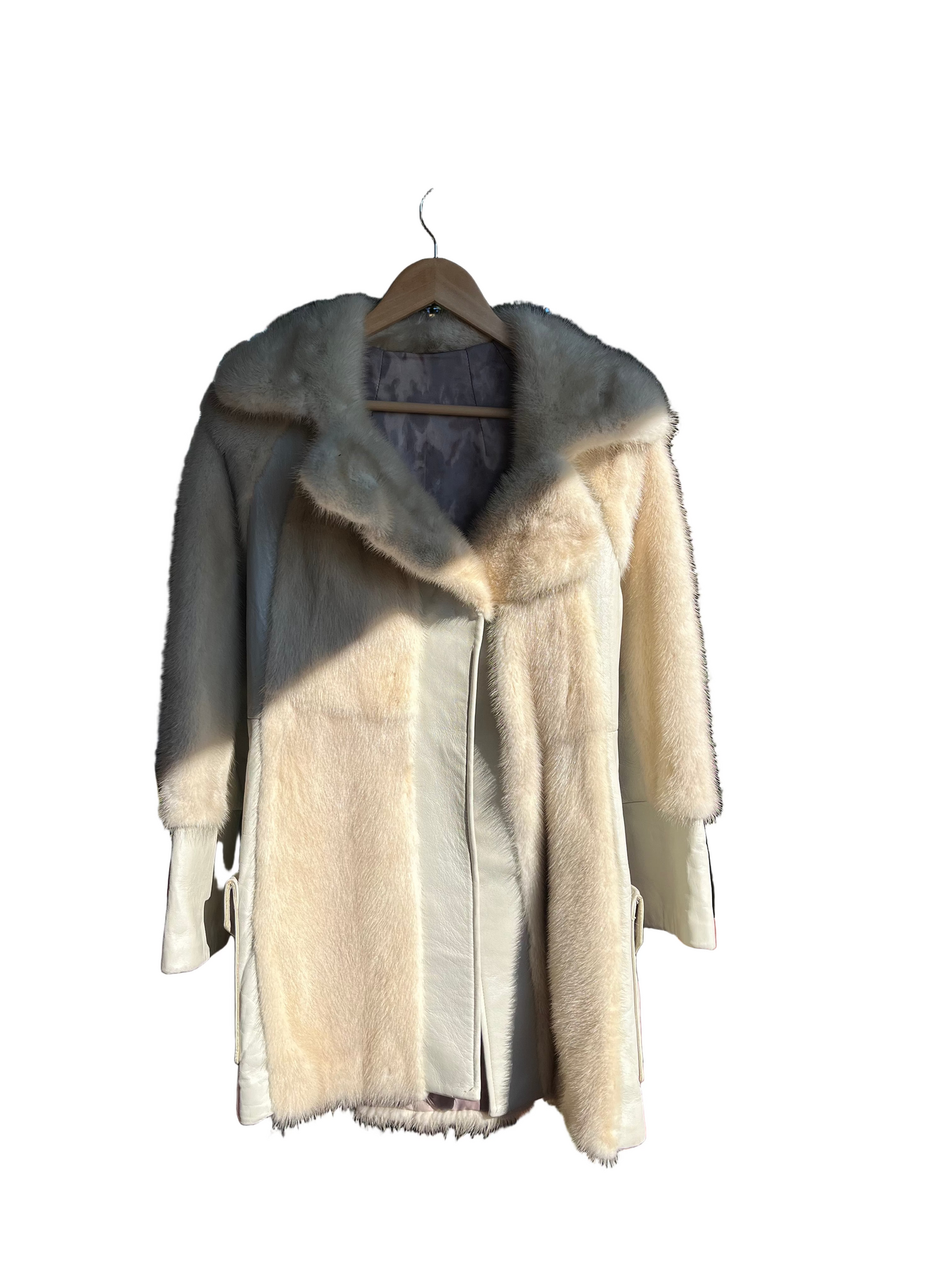 70s blonde fur coat, size S