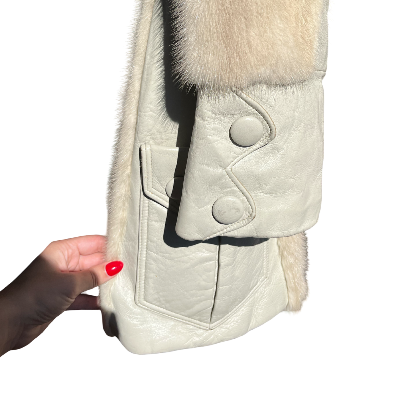 70s blonde fur coat, size S