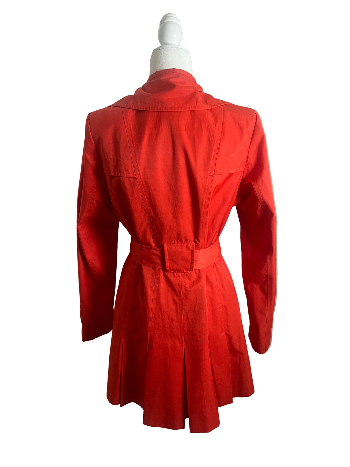 bright red trench coat, size M