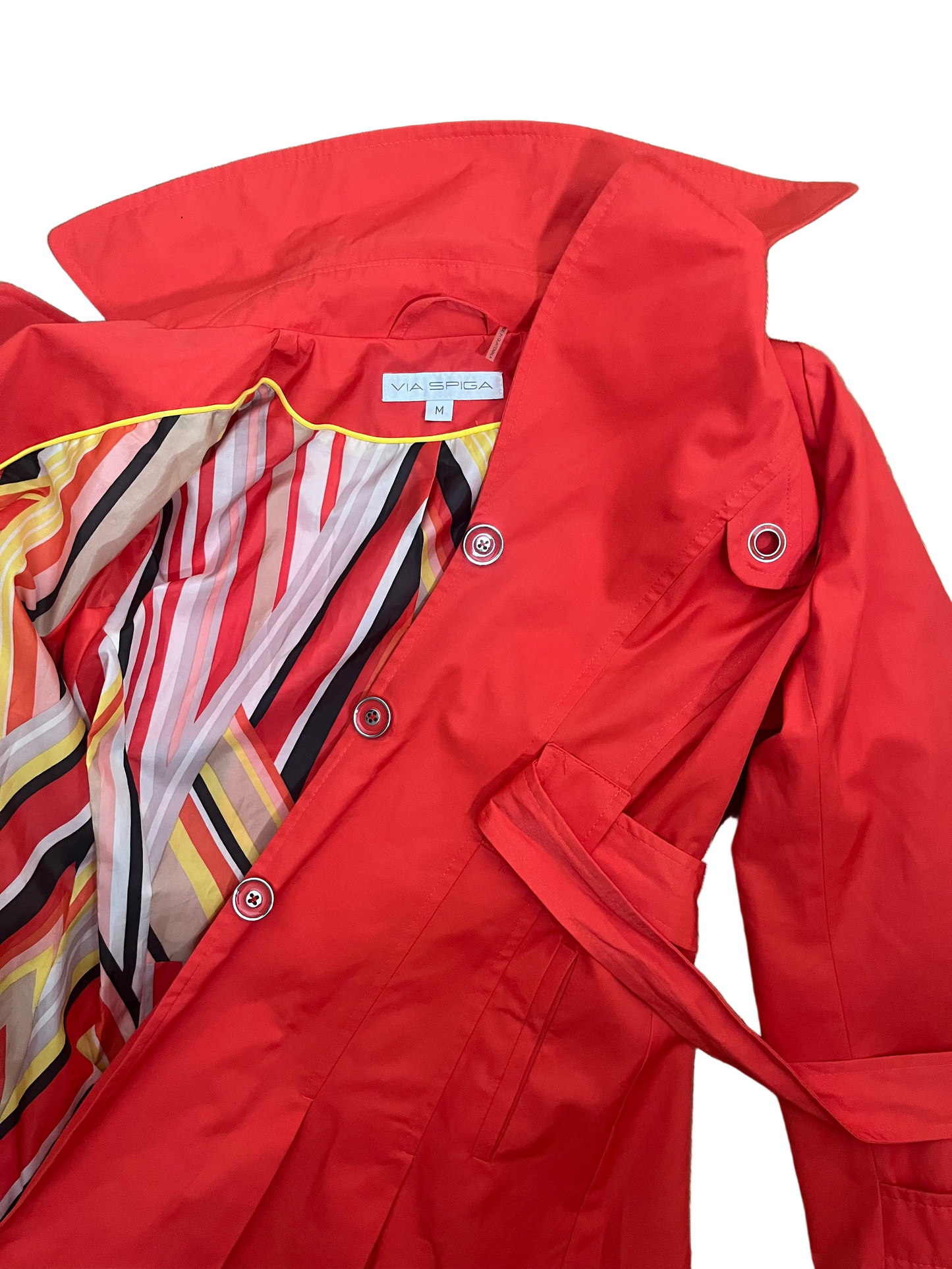 bright red trench coat, size M