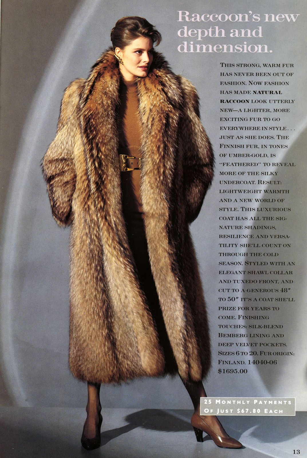 80s Bloomingdale's raccoon fur, size M-L