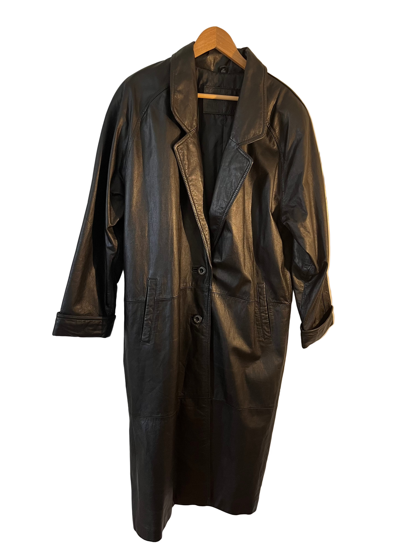 90s leather trench, size L