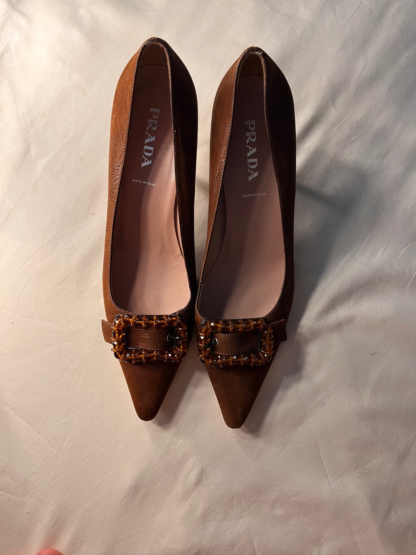 Prada amber cognac kitten, US 8