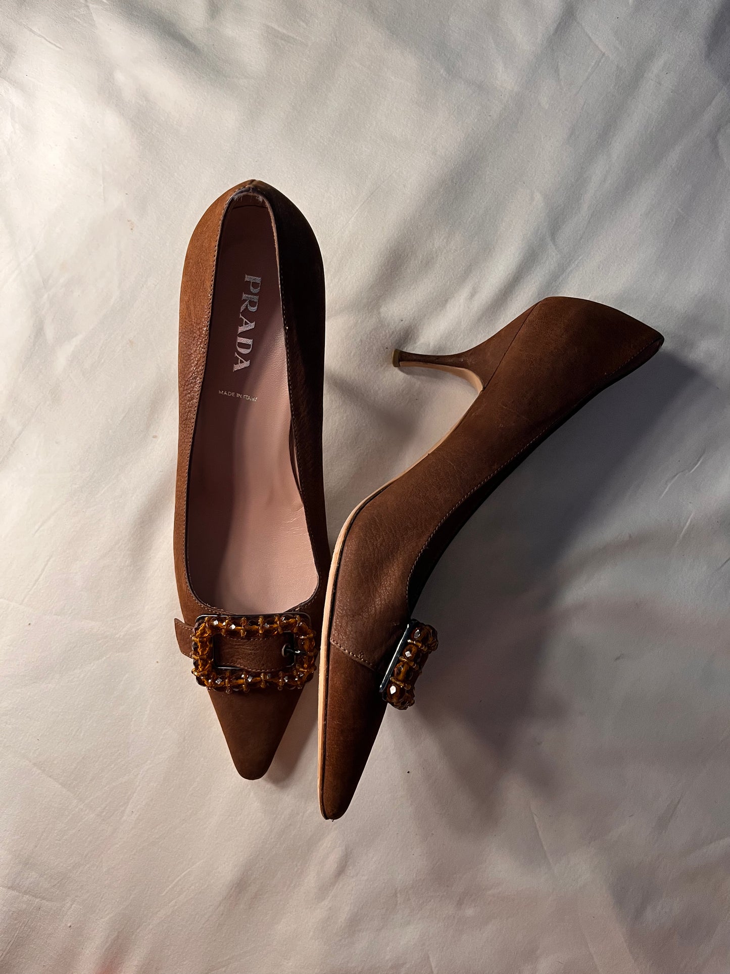 Prada amber cognac kitten, US 8