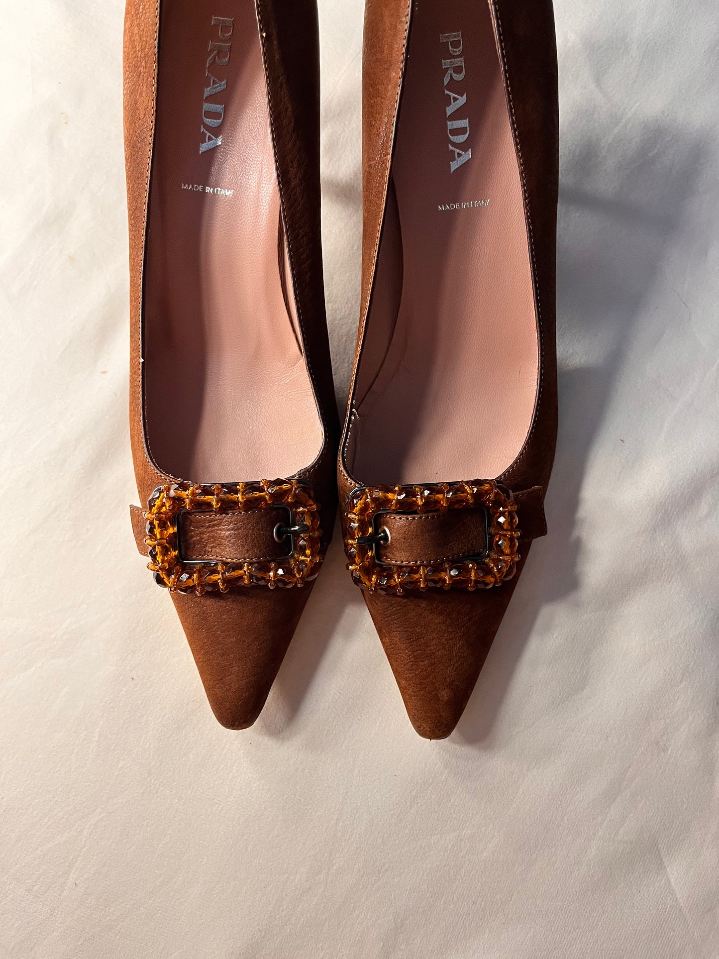 Prada amber cognac kitten, US 8