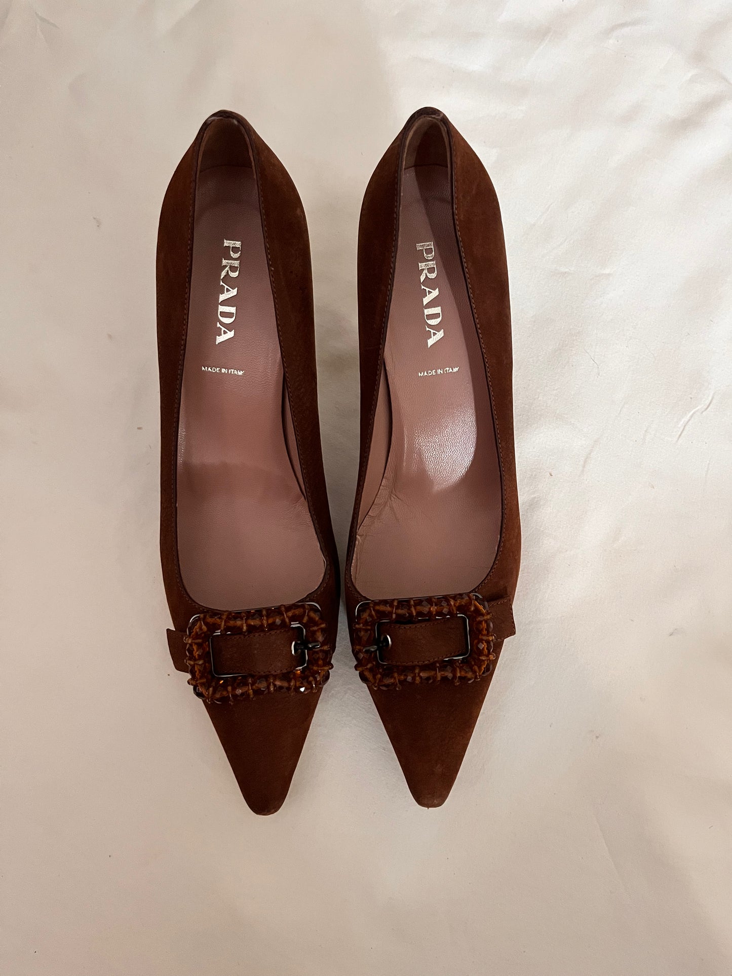 Prada amber cognac kitten, US 8