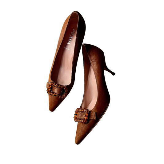 Prada amber cognac kitten, US 8